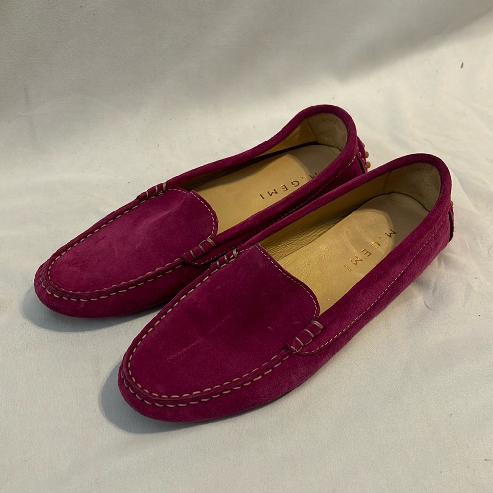 M. Gemi Feliz Suede Loafer Shoe Slip On Driving Moc  Purple Size 38.5
